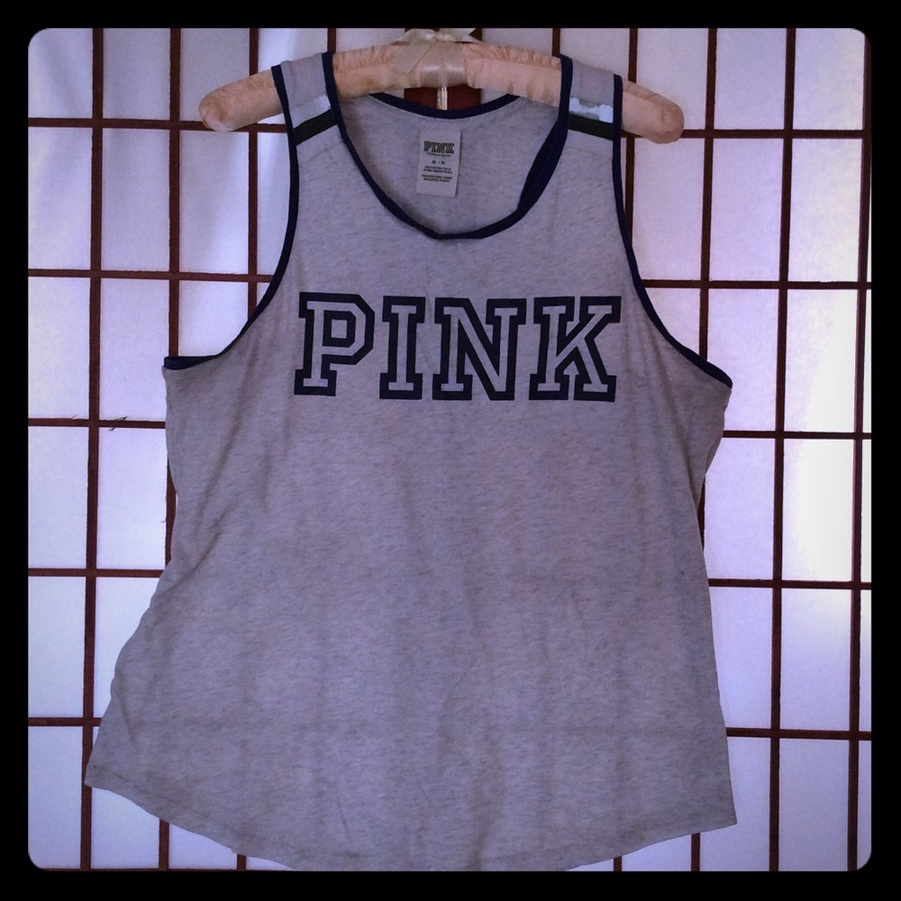 Light Grey Racerback Tank PINK Brand